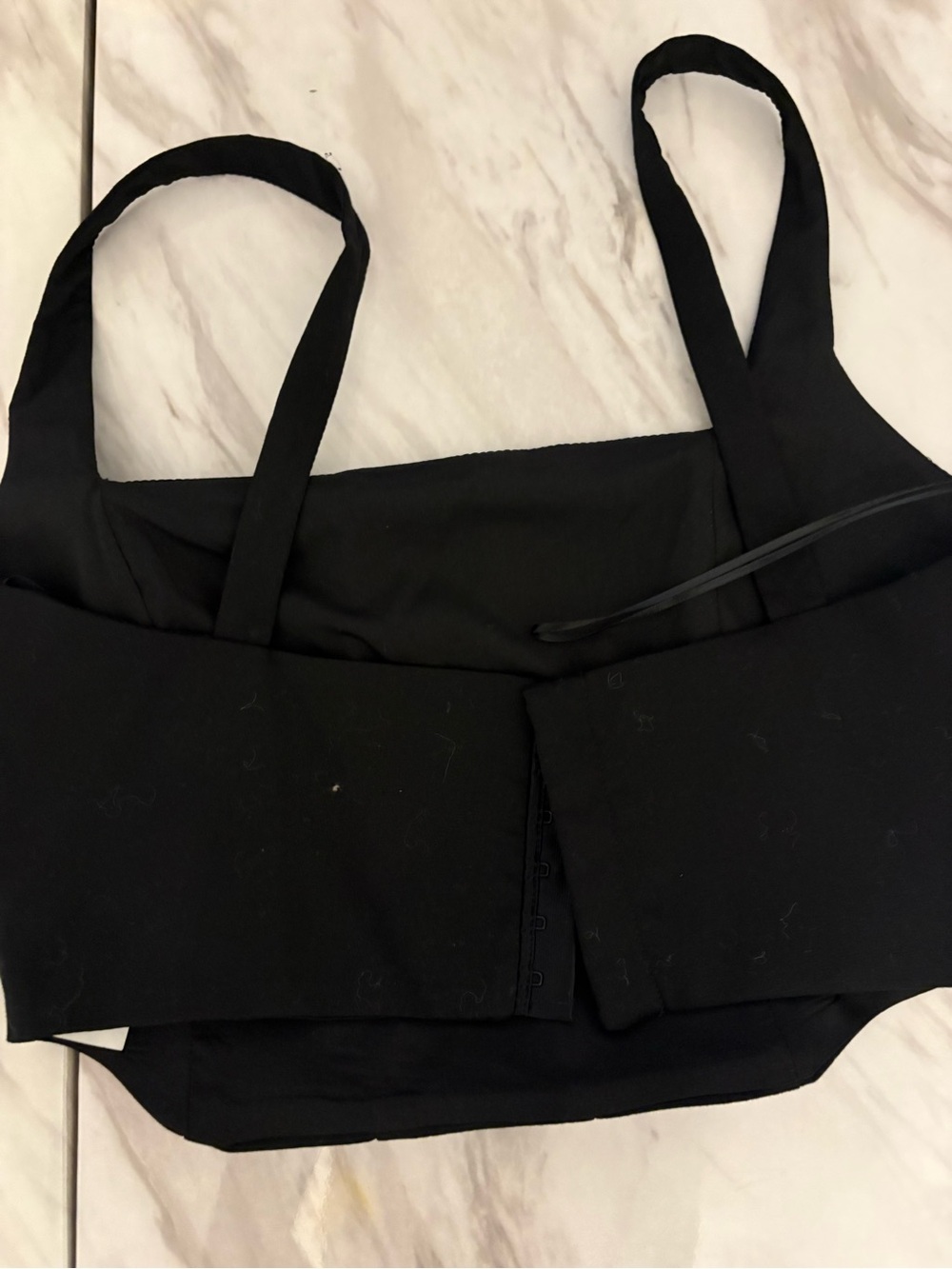 Zara Black Cropped Square-Neck Tank Top - Picture 2 of 3